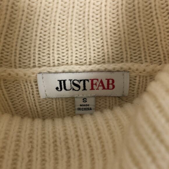 Just Fab Turtleneck Lace Up Cream Pullover Sweater Size S - Picture 2 of 12